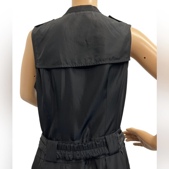 ZARA Basics Black Satin Feel Sleeveless MIDI Dress V-Neck Size Large - Picture 5 of 12